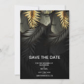 Tropische Hochzeit in Urlaubsort aus Schwarz und G Save The Date (Vorderseite)