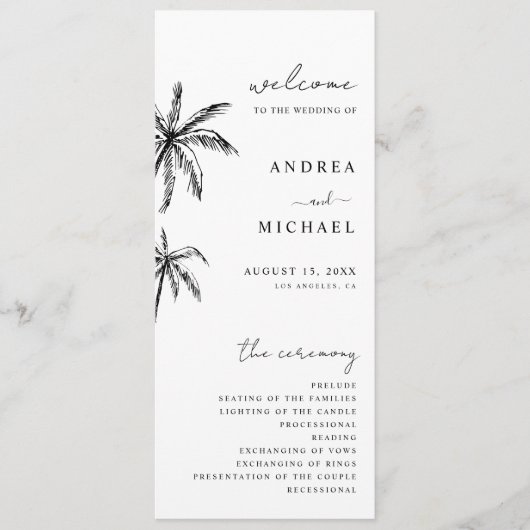 Tropische Hochzeit in Urlaubsort der handgezogenen Programm (Vorderseite)