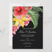 Tropische Hochzeit in Urlaubsort des Black Beach Einladung (Vorderseite)