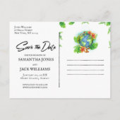 Tropische Hochzeit in Urlaubsort | Save The Date Ankündigungspostkarte (Rückseite)