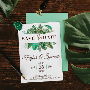 Tropische Hochzeit in Urlaubsort Speichern Sie die Save The Date