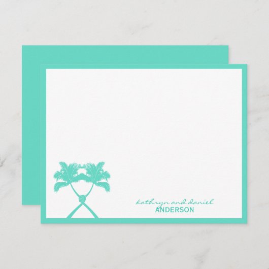 Tropische Hochzeit in Urlaubsort von Knotted Palm Dankeskarte (Vorne/Hinten)