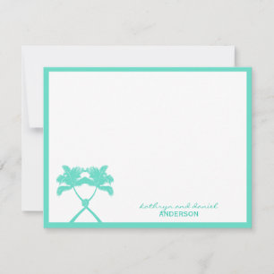 Tropische Hochzeit in Urlaubsort von Knotted Palm Dankeskarte