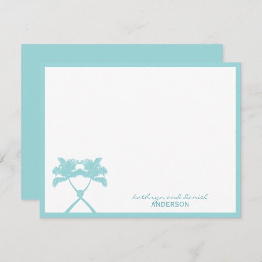 Tropische Hochzeit in Urlaubsort von Knotted Palm Dankeskarte (Vorne/Hinten)