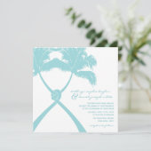 Tropische Hochzeit in Urlaubsort von Knotted Palm Einladung (Stehend Vorderseite)