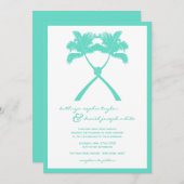 Tropische Hochzeit in Urlaubsort von Knotted Palm  Einladung (Vorne/Hinten)