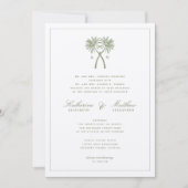 Tropische Hochzeit in Urlaubsort von Knotted Palm Einladung (Vorderseite)