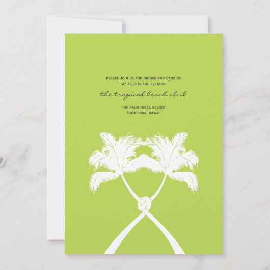 Tropische Hochzeit in Urlaubsort von Knotted Palm Einladung (Rückseite)
