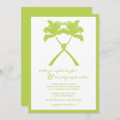 Tropische Hochzeit in Urlaubsort von Knotted Palm Einladung (Vorne/Hinten)