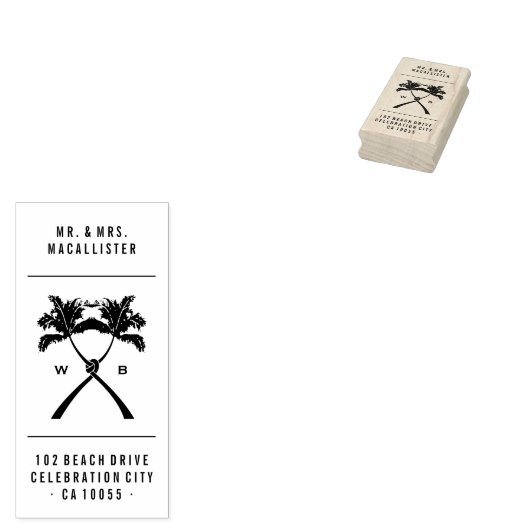 Tropische Hochzeit in Urlaubsort von Knotted Palm Gummistempel (Stempel)