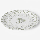 Tropische Hochzeit in Urlaubsort von Knotted Palm  Pappteller (Schrägansicht)