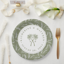 Tropische Hochzeit in Urlaubsort von Knotted Palm Pappteller