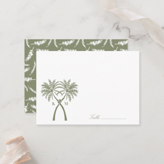 Tropische Hochzeit in Urlaubsort von Knotted Palm Platzkarte (Vorderseite/Rückseite Beispiel)