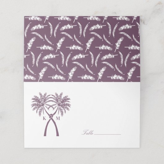 Tropische Hochzeit in Urlaubsort von Knotted Palm Platzkarte (Außenseite Aufgefaltet)