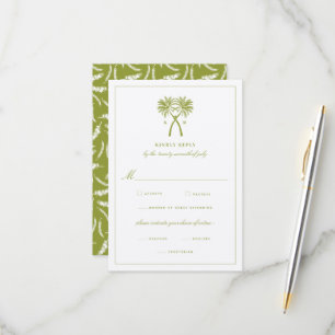 Tropische Hochzeit in Urlaubsort von Knotted Palm  RSVP Karte