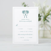 Tropische Hochzeit in Urlaubsort von Knotted Palm RSVP Karte (Stehend Vorderseite)
