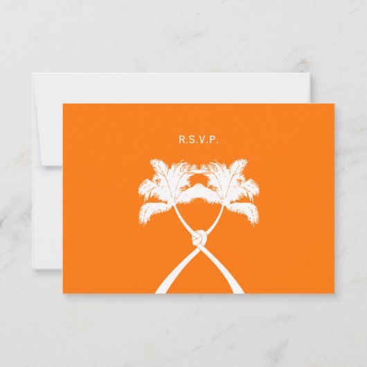 Tropische Hochzeit in Urlaubsort von Knotted Palm RSVP Karte (Rückseite)