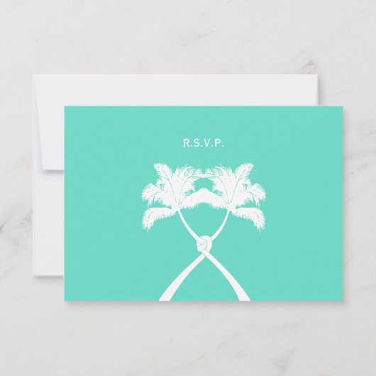 Tropische Hochzeit in Urlaubsort von Knotted Palm RSVP Karte (Rückseite)