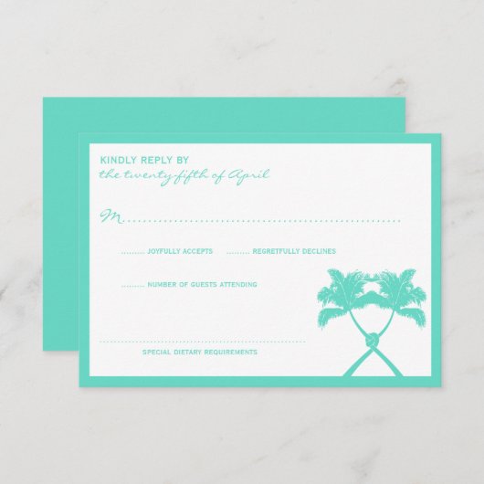 Tropische Hochzeit in Urlaubsort von Knotted Palm RSVP Karte (Vorne/Hinten)