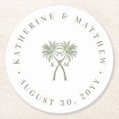 Tropische Hochzeit in Urlaubsort von Knotted Palm Runder Pappuntersetzer (Vorderseite)