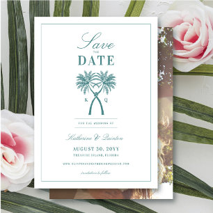 Tropische Hochzeit in Urlaubsort von Knotted Palm Save The Date