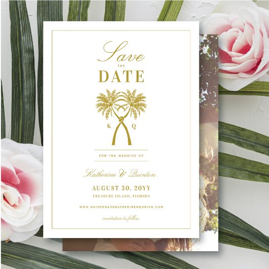 Tropische Hochzeit in Urlaubsort von Knotted Palm  Save The Date