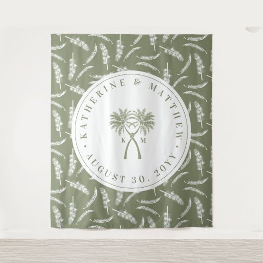 Tropische Hochzeit in Urlaubsort von Knotted Palm Wandteppich (Vorderseite)