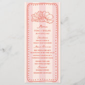 Tropische Hochzeit mit Blumenrosa Menükarte (Vorderseite)