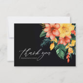 Tropische Hochzeit mit botanischer Wasserfarbe Dankeskarte (Vorderseite)