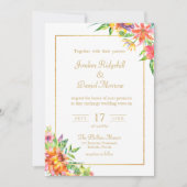 Tropische Hochzeit mit floraler Wasserfarbe Einladung (Vorderseite)