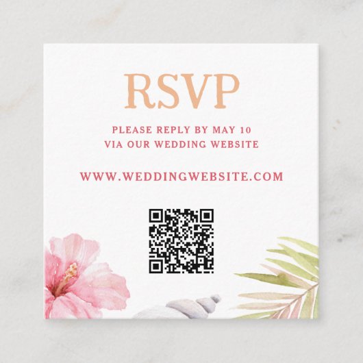 Tropische Hochzeit mit QR-Code  Begleitkarte (Vorderseite)