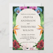 Tropische Hochzeit mit Wasserfarbe Einladung (Vorderseite)