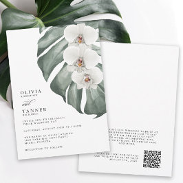 Tropische Hochzeit mit weißer Orchidee mit QR-Code Einladung