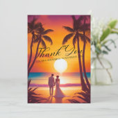 Tropische Hochzeit - Moderne Skriptkalligrafie Dankeskarte (Stehend Vorderseite)