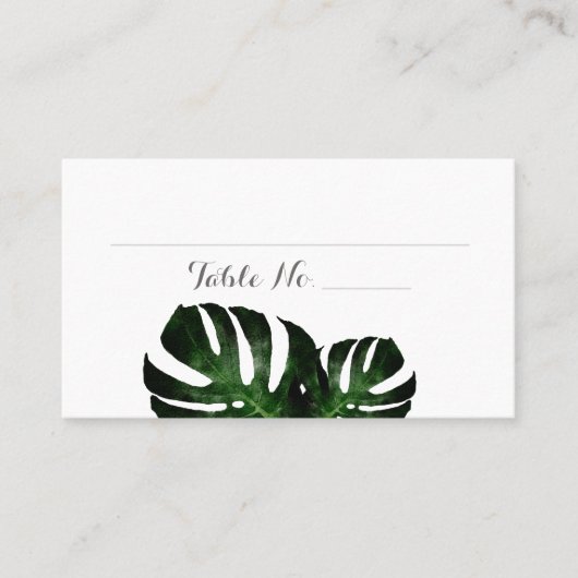Tropische Hochzeit Monstera Fern Flat Platzkarte (Vorderseite)