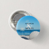 Tropische Hochzeit Ozeanstrand Button (Vorne & Hinten)