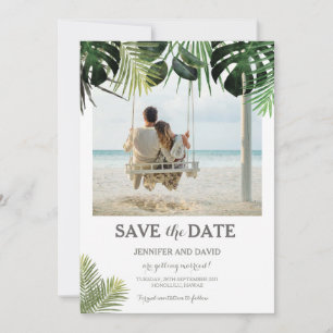 Tropische Hochzeit Rettet das Date Foto Fern Monst Save The Date