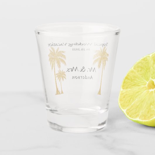 Tropische Hochzeit Schnapsglas (Rückseite)