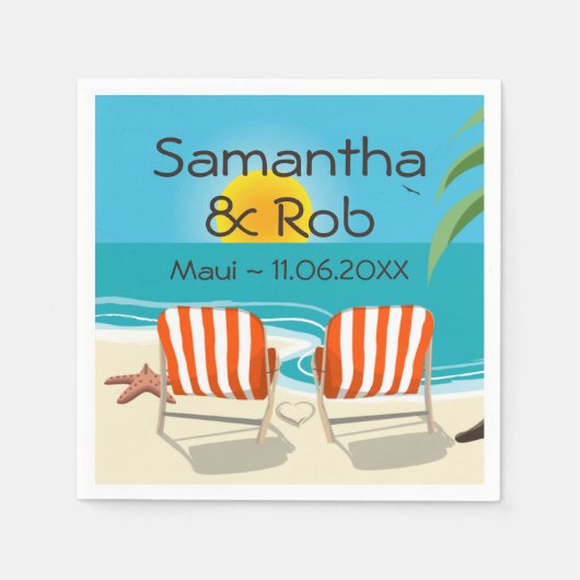 Tropische Hochzeit Serviette (Vorderseite)