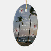 Tropische Hochzeit speichern Sie das Date-Foto Keramik Ornament (Rechts)
