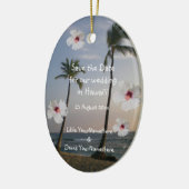 Tropische Hochzeit speichern Sie das Date-Foto Keramik Ornament (Links)