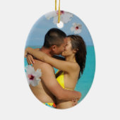 Tropische Hochzeit speichern Sie das Date-Foto Keramik Ornament (Hinten)