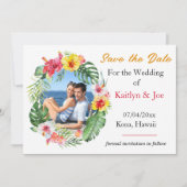 Tropische Hochzeit speichern Sie das Datum der Ein Einladung (Vorderseite)