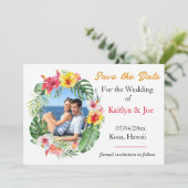 Tropische Hochzeit speichern Sie das Datum der Ein Einladung (Stehend Vorderseite)