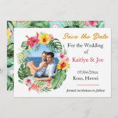 Tropische Hochzeit speichern Sie das Datum der Ein Einladung (Vorne/Hinten)