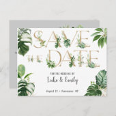 Tropische Hochzeit speichern Sie das Datum Postkarte (Vorne/Hinten)