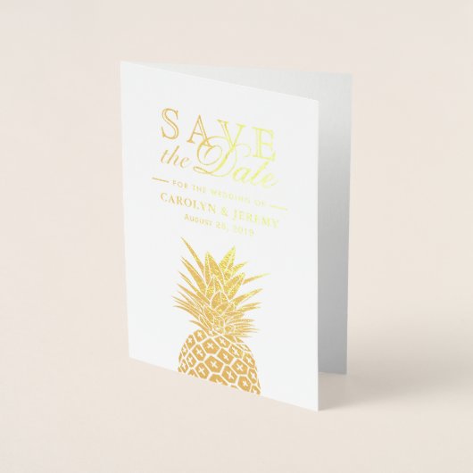 Tropische Hochzeit von Ananas mit Gold Foil Foil S Folienkarte (Vorderseite)