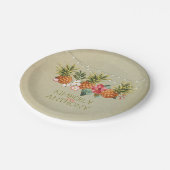 Tropische Hochzeit von Ananas Pappteller (Schrägansicht)