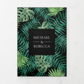 Tropische Hochzeiten auf den Blätter Green und Bla Dreifach Gefaltete Einladung (Cover)