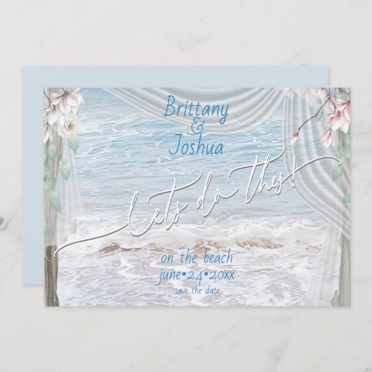 Tropische Hochzeiten Lasse diesen Strand Save the Einladung (Vorne/Hinten)